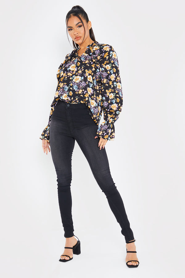 in the style In the Style High Waisted Stretch Jegging Jeans Black