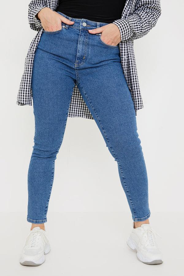 In The Style In The Style High Waisted Stretch Skinny Jeans Blue