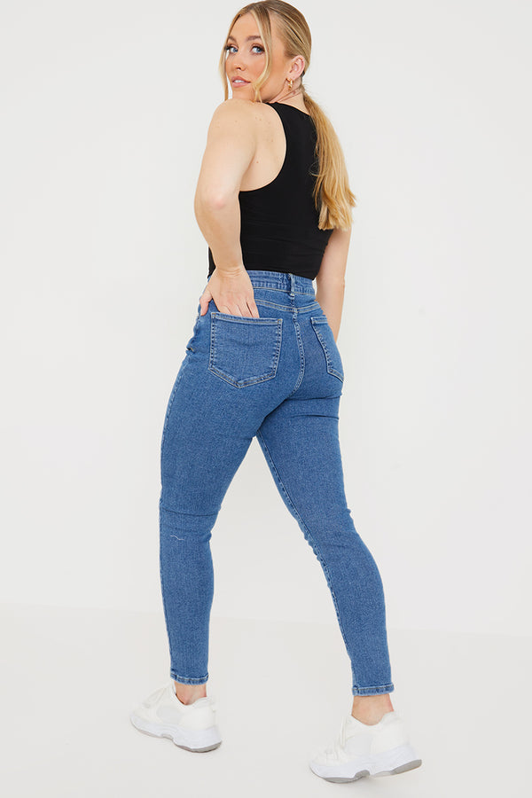 In The Style In The Style High Waisted Stretch Skinny Jeans Blue