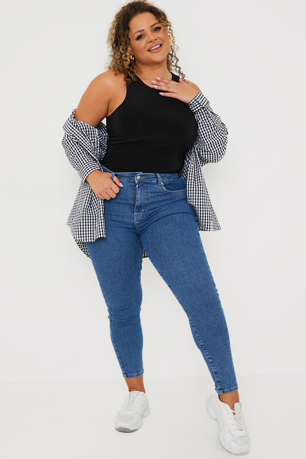 In The Style In The Style High Waisted Stretch Skinny Jeans Blue
