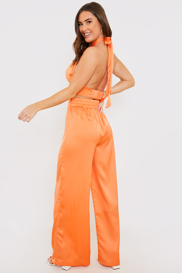 In The Style In The Style High Waisted Wide Leg Trouser Rust