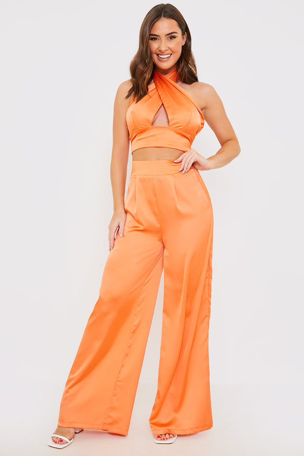 in the style In The Style High Waisted Wide Leg Trouser Rust
