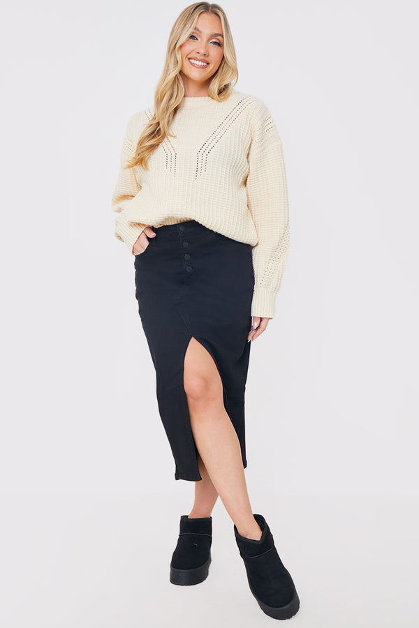 In The Style In The Style Honeycomb Stitch Knit Jumper Cream