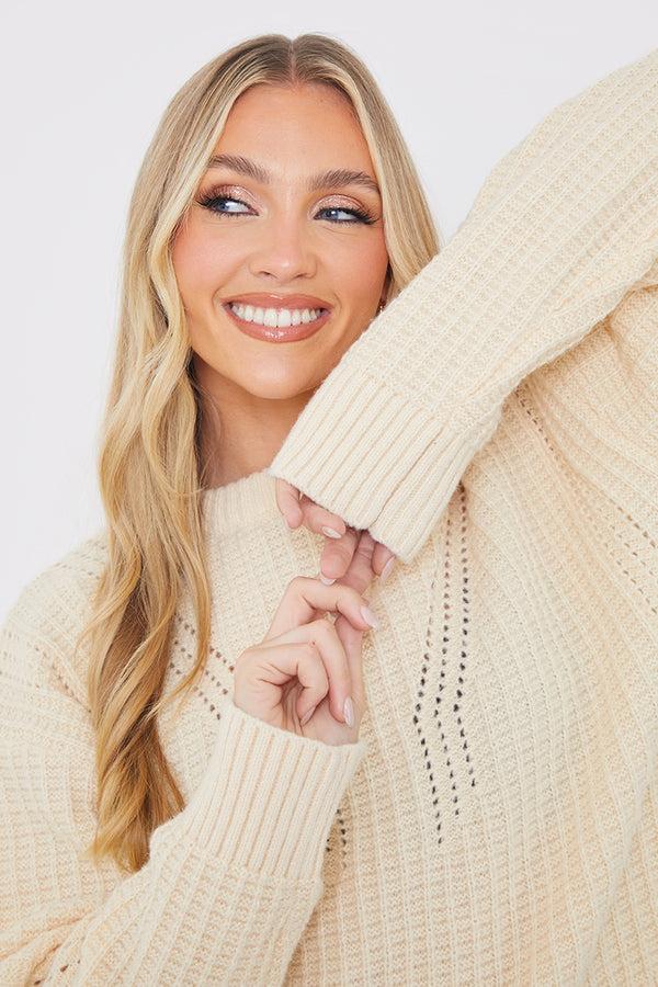 In The Style In The Style Honeycomb Stitch Knit Jumper Cream