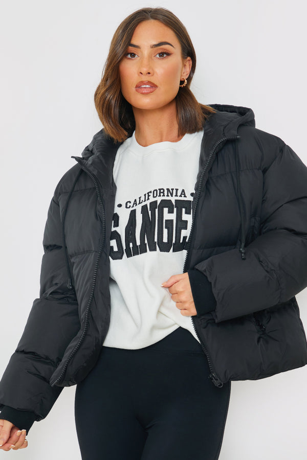 in the style In the Style Hooded Puffer Jacket Black