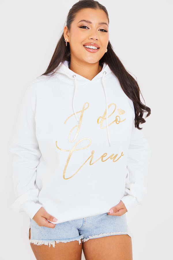 In The Style In The Style I Do Gold Foiled Hoodie White