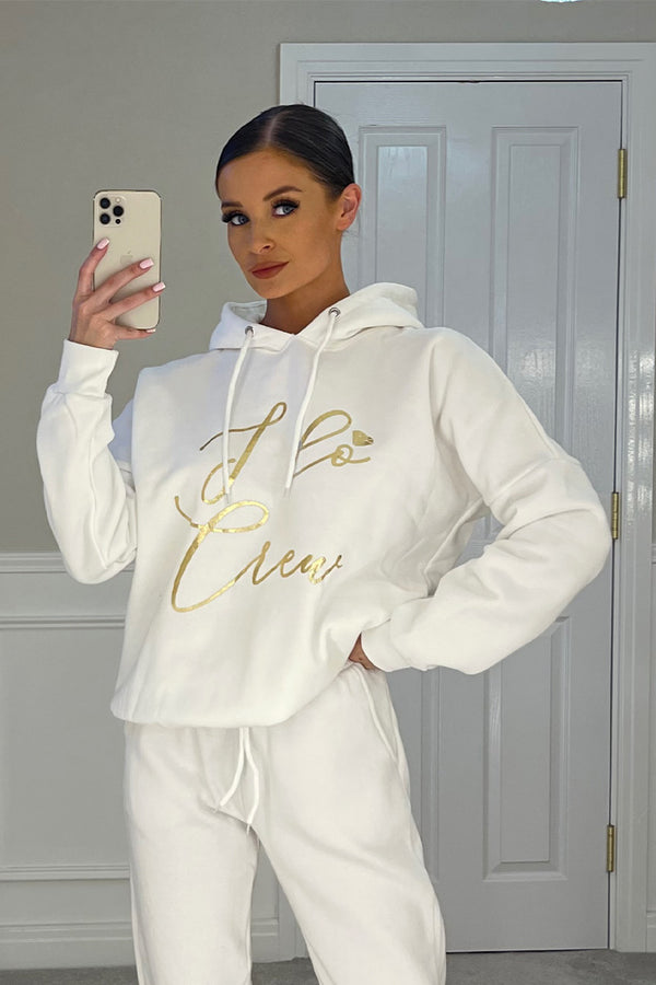 in the style In The Style I Do Gold Foiled Hoodie White