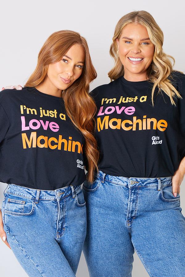 In The Style In The Style I'm Just A Love Machine' Girls Aloud Slogan T-Shirt Black