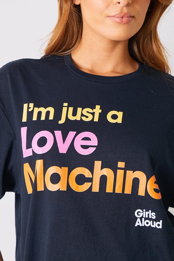 In The Style In The Style I'm Just A Love Machine' Girls Aloud Slogan T-Shirt Black