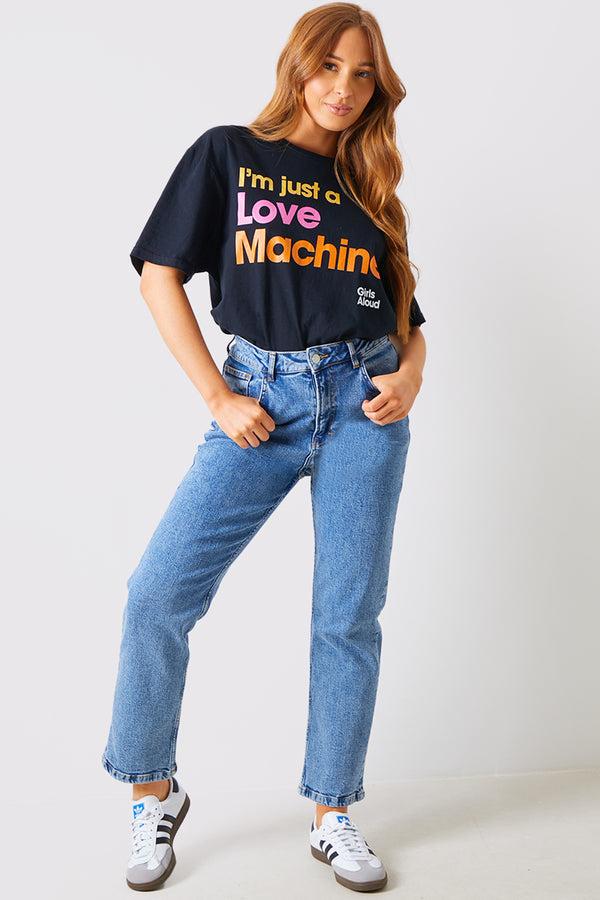 In The Style In The Style I'm Just A Love Machine' Girls Aloud Slogan T-Shirt Black