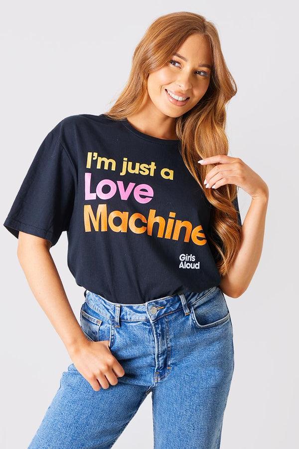 in the style In The Style I'm Just A Love Machine' Girls Aloud Slogan T-Shirt Black