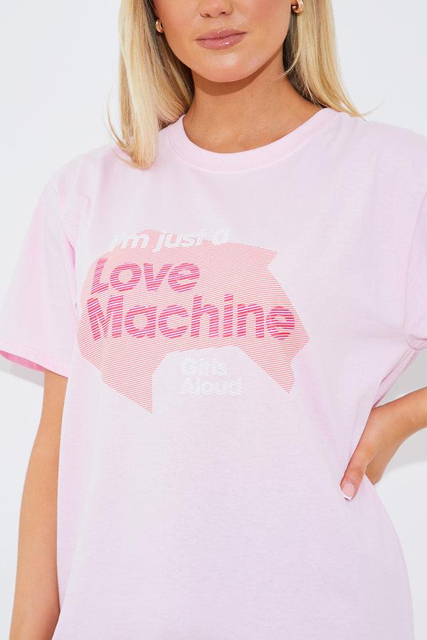 In The Style In The Style I'm Just A Love Machine' Slogan T-Shirt Pink