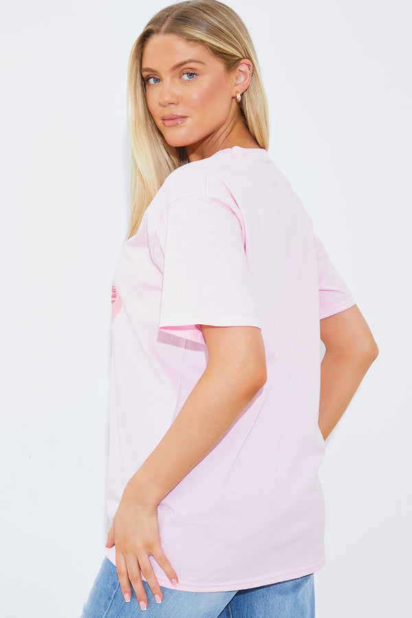 In The Style In The Style I'm Just A Love Machine' Slogan T-Shirt Pink