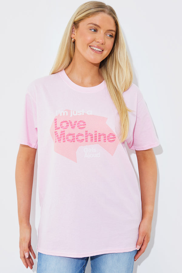 in the style In The Style I'm Just a Love Machine' Slogan T-Shirt Pink