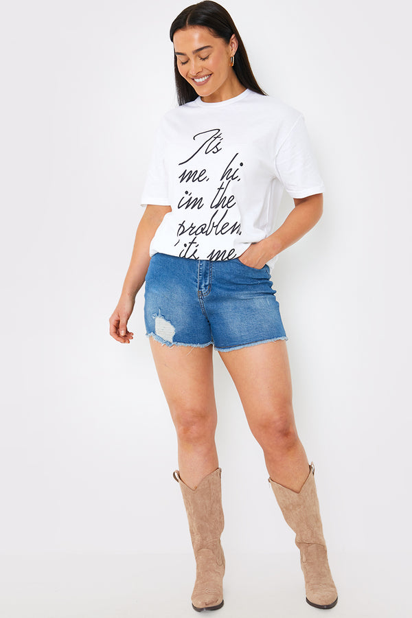 In The Style In The Style I'm The Problem' Slogan T-Shirt White
