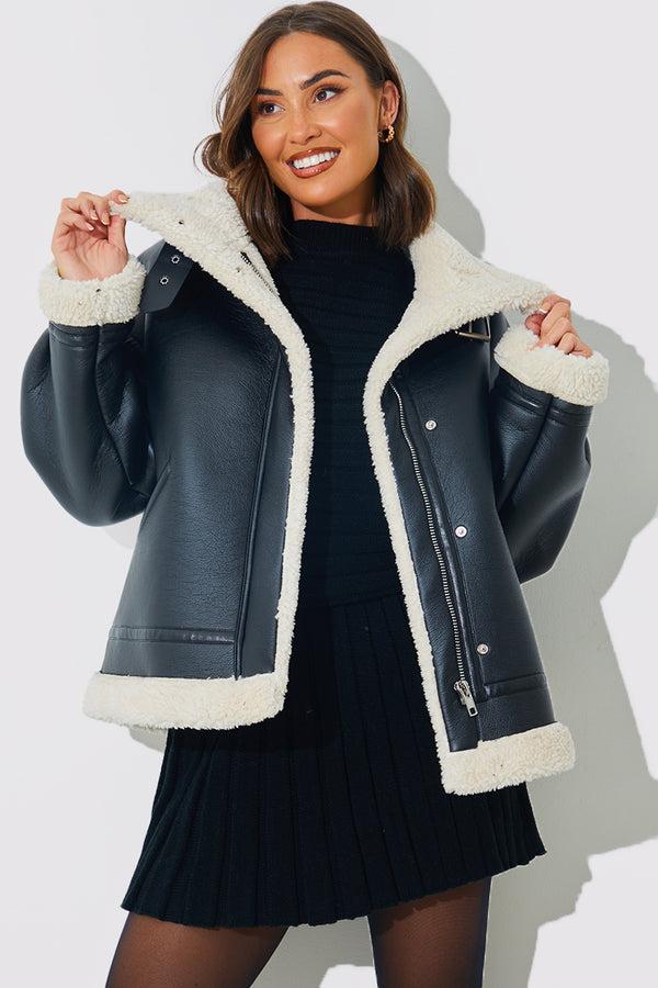 in the style In the Style Aviator Jacket Black in the style In the Style Aviator Jacket Black