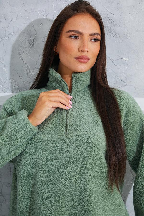 In The Style In The Style Borg Sweatshirt Khaki