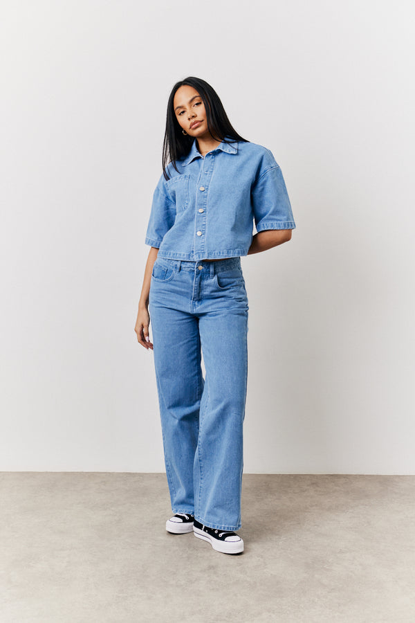 In The Style In The Style Boxy Denim Shirt Denim