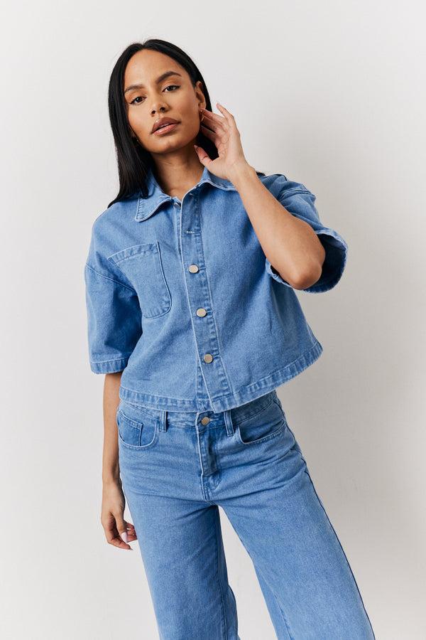in the style In The Style Boxy Denim Shirt Denim
