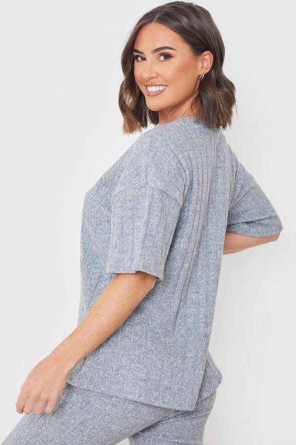 In The Style In The Style Brushed Rib T Shirt Grey