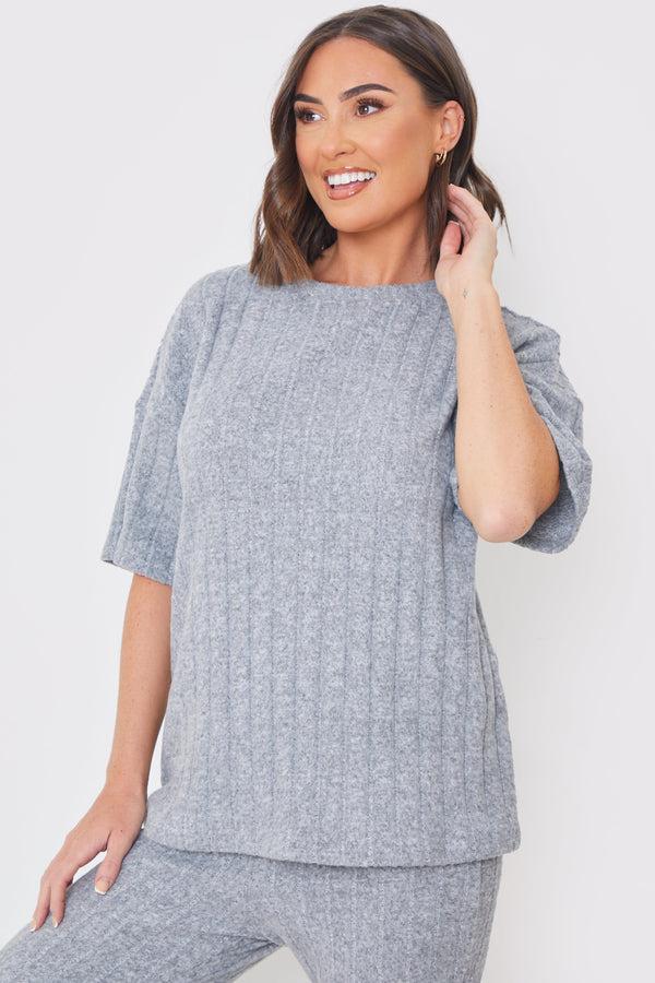 In The Style In The Style Brushed Rib T Shirt Grey
