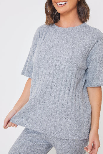 In The Style In The Style Brushed Rib T Shirt Grey