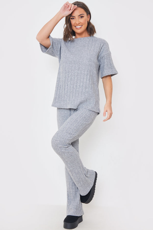 in the style In the Style Brushed Rib T Shirt Grey