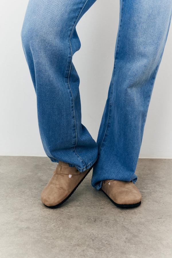 in the style In The Style Buckle Detail Clog Taupe