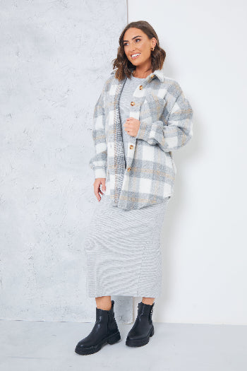 In The Style In The Style Check Shacket White