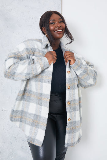 In The Style In The Style Check Shacket White