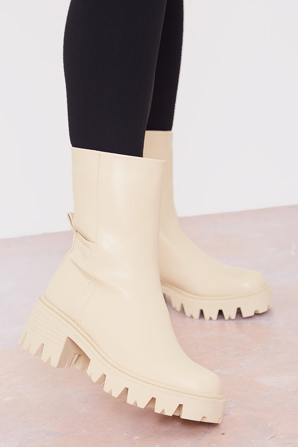 In The Style In The Style Chunky Ankle Boots Nude