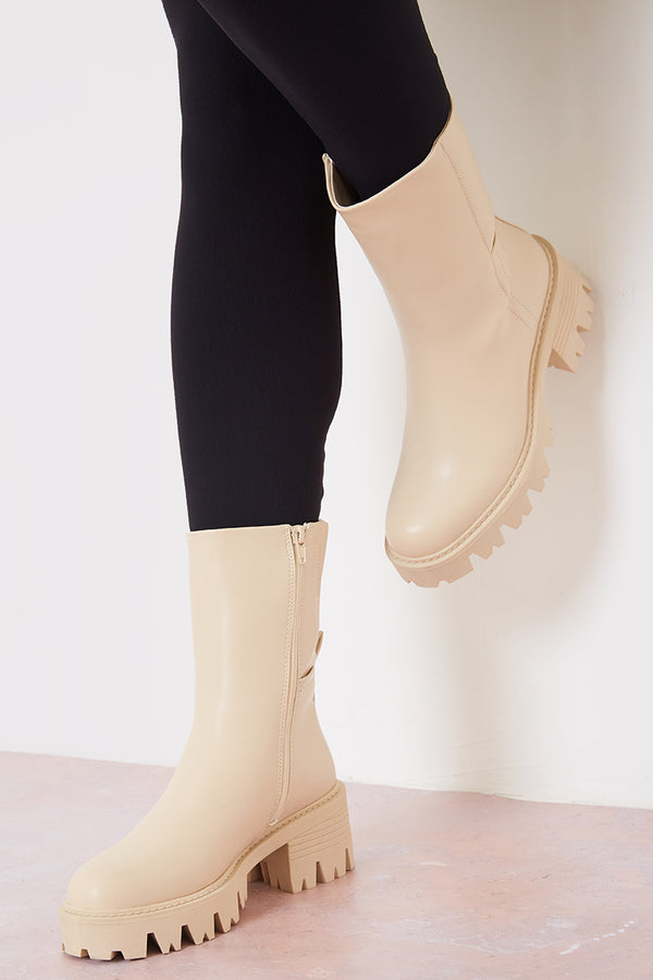 In The Style In The Style Chunky Ankle Boots Nude