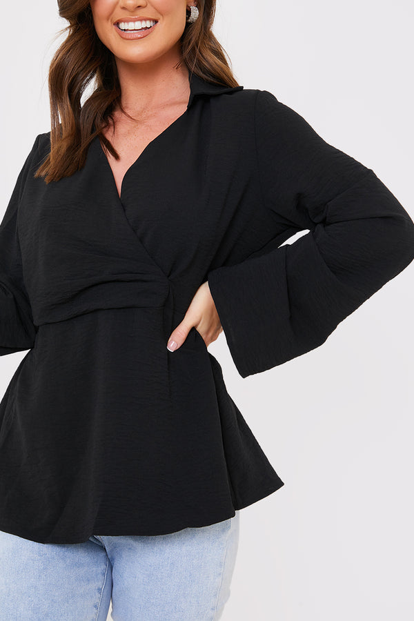 In The Style In The Style CollaWrap Blouse Black