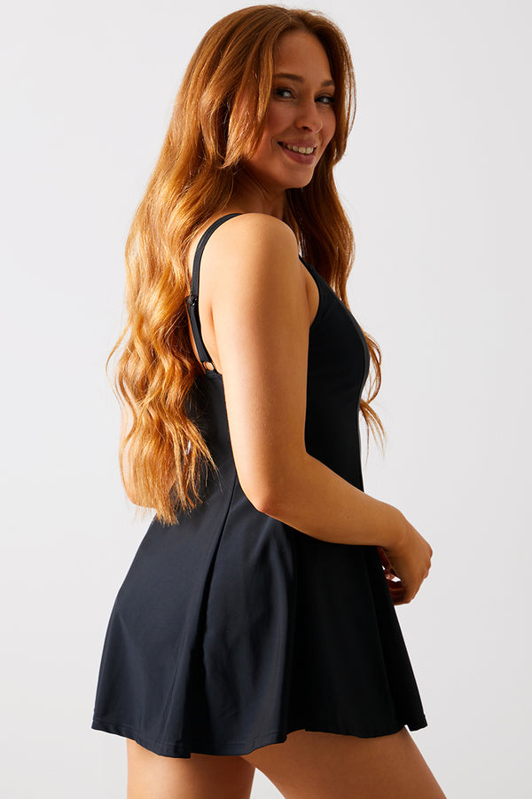 In The Style In The Style Control Swim Dress Black