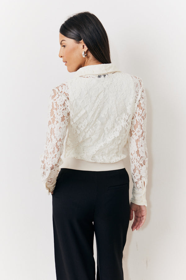In The Style In The Style Cream Lace Shirt Cream