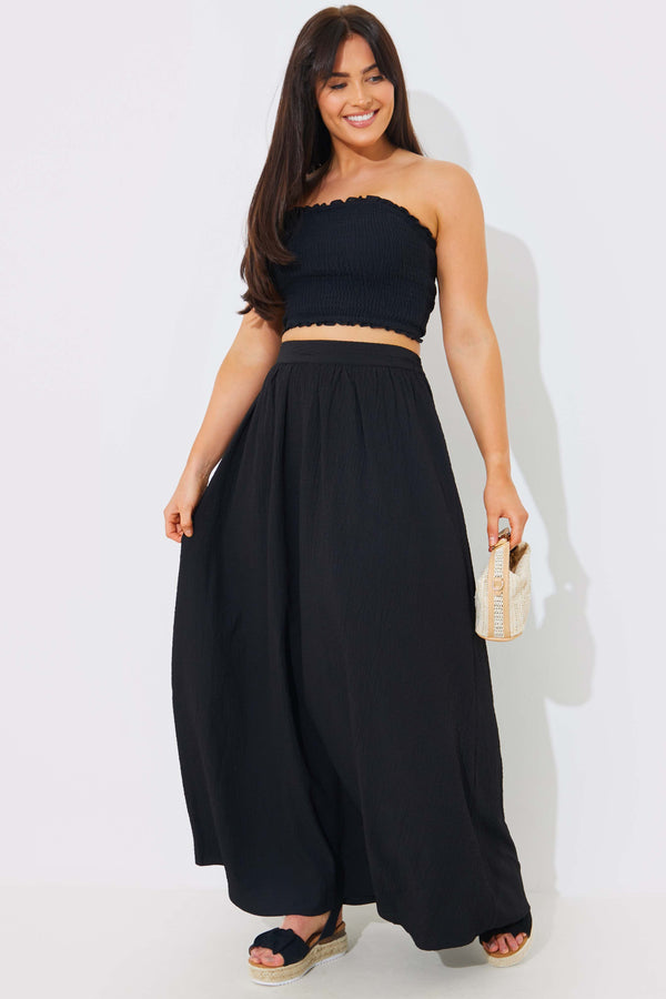 in the style In the Style Crinkle Maxi Skirt Black