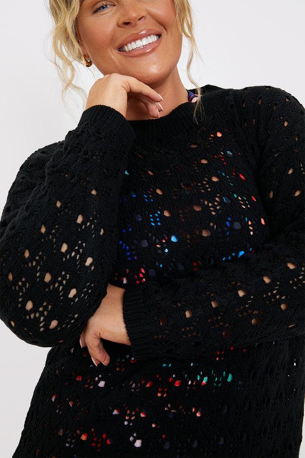 In The Style In The Style Crochet Mini Dress Black