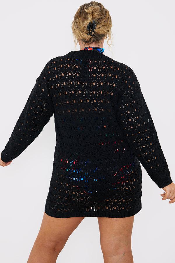 In The Style In The Style Crochet Mini Dress Black