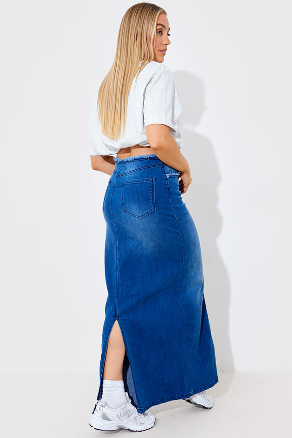 In The Style In The Style Denim Maxi Skirt Blue