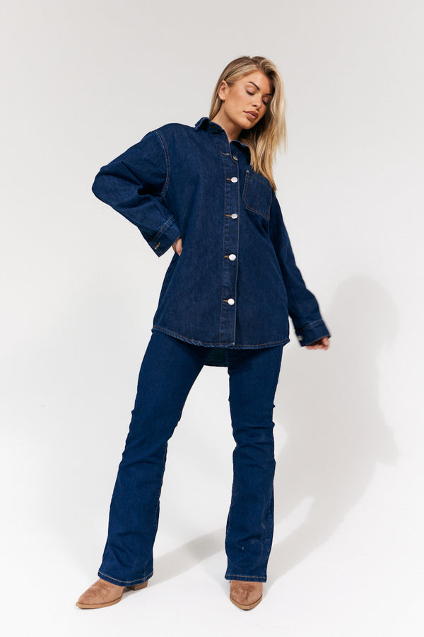 In The Style In The Style Denim Shirt Indigo
