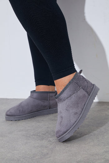 in the style In The Style Faux Fur Ankle Boot Grey