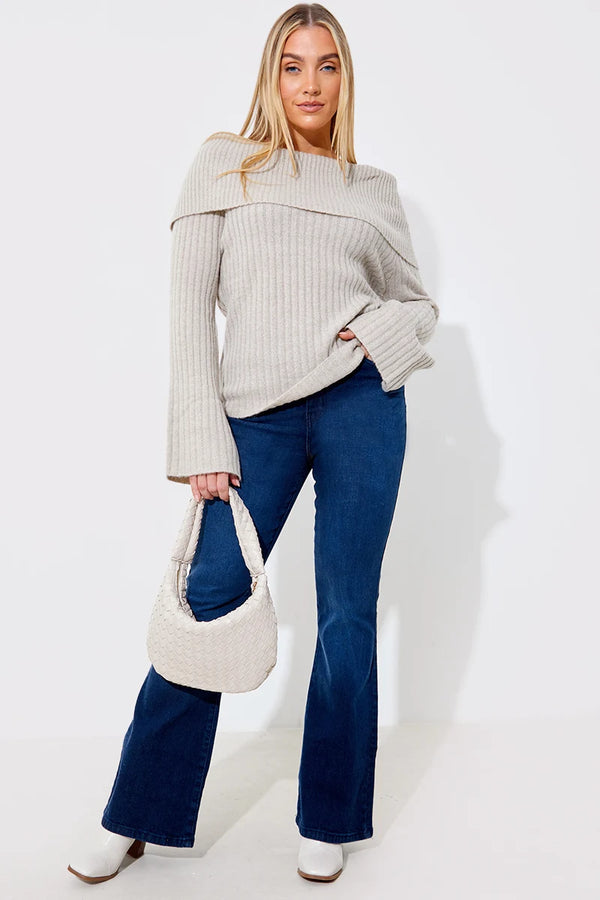 in the style In The Style Flared Jeans Indigo