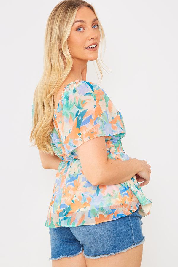 In The Style In The Style Floral Wrap Blouse Multi