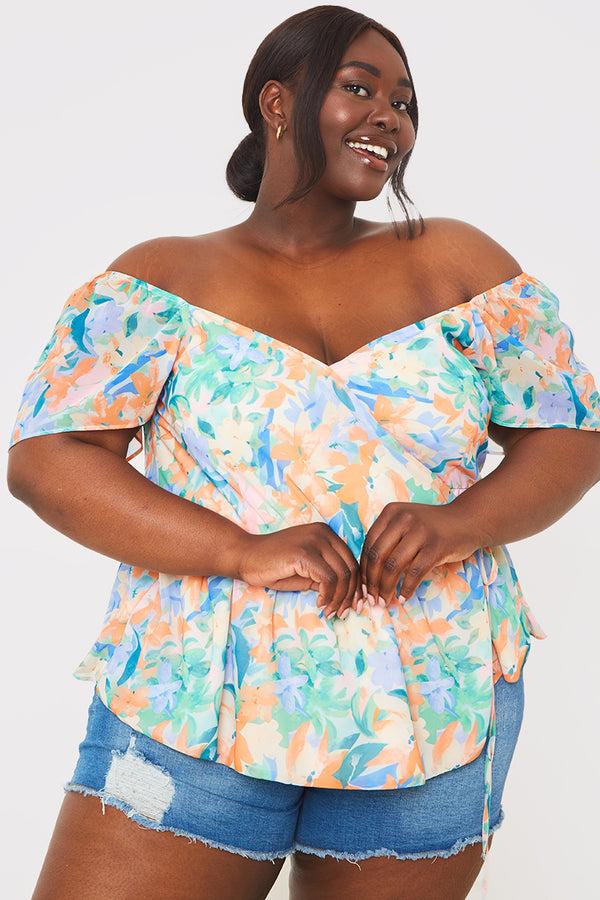 In The Style In The Style Floral Wrap Blouse Multi