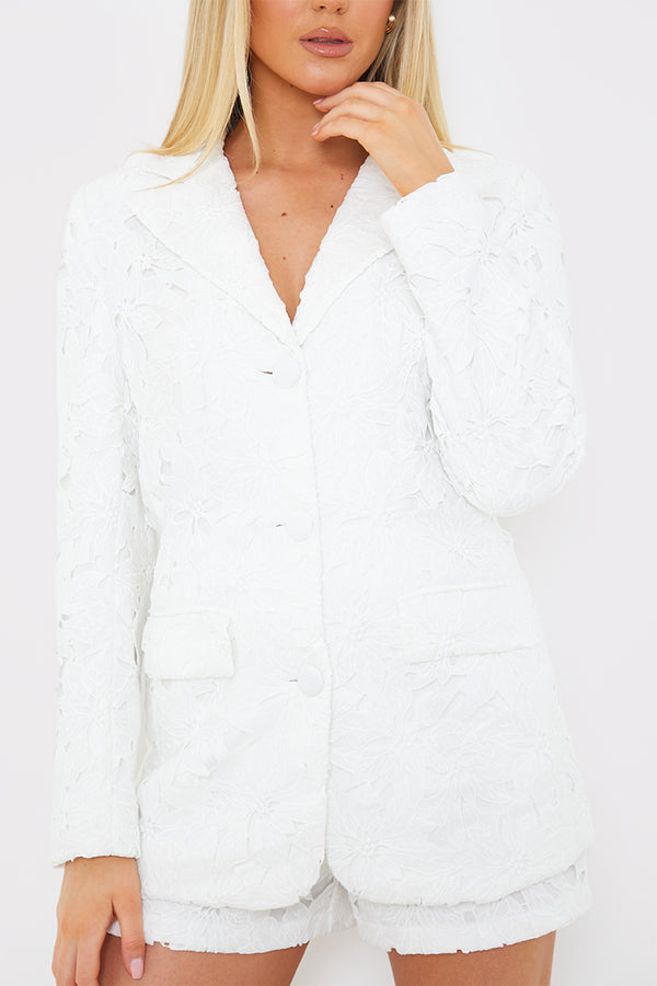 In The Style In The Style Lace Co-Ord Blazer White