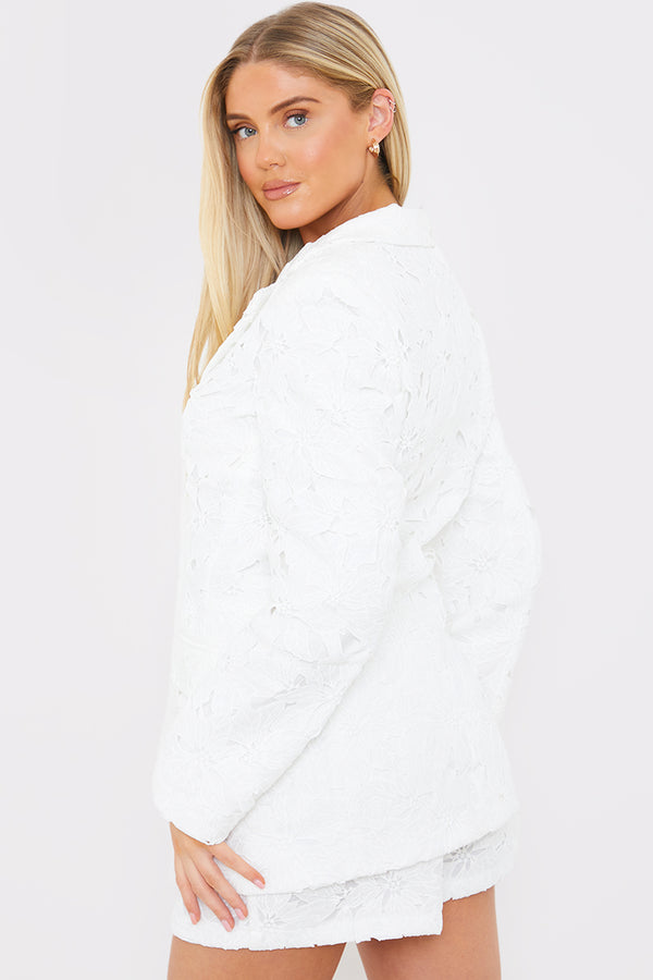 In The Style In The Style Lace Co-Ord Blazer White