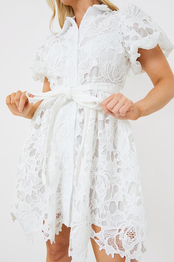 In The Style In The Style Lace Shirt Dress White