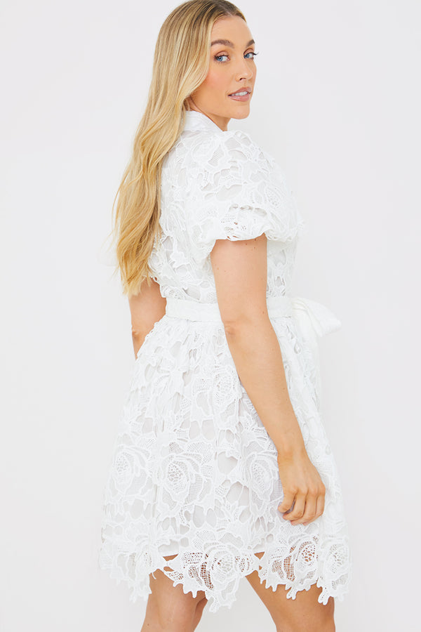 In The Style In The Style Lace Shirt Dress White