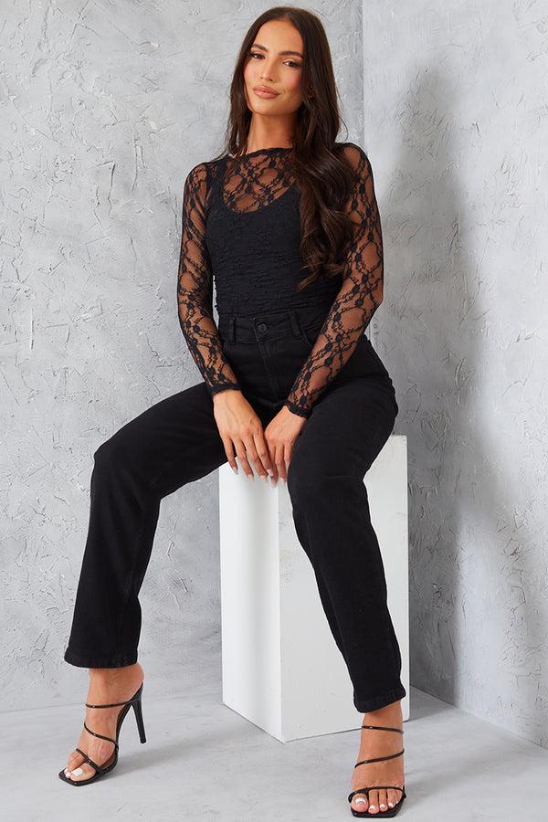 In The Style In The Style Lace Top Black