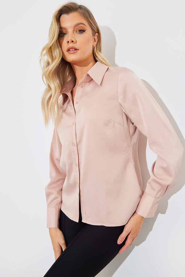 in the style In The Style Matte Satin Blouse Nude